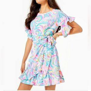 Gorgeous Lilly Pulitzer Darlah stretch dress in Multi Carnivale Coral sz 12